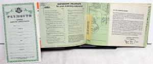 1954 Plymouth Plaza Savoy Belvedere Owners Manuals Care & Operation Instructions