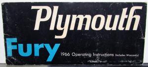 1966 Plymouth Sport Fury III Owners Manual Care Operations Instructions Original