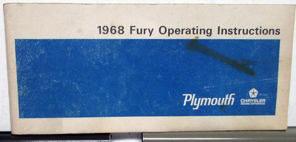 1968 Plymouth Sport Fury III Owners Manual Care Operations Instructions Original