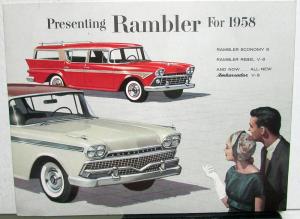 1958 AMC Rambler Ambassador V8 Rebel V8 Economy 6 Prestige Sales Brochure