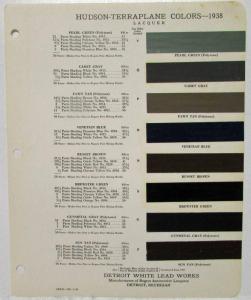 1938 Hudson-Terraplane Color Paint Chips by Detroit White Lead Works