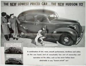 1938 Hudson 112 The New Lowest Priced Car B&W Sales Folder