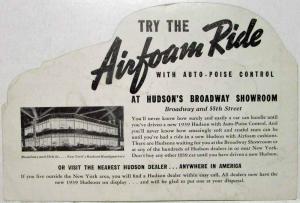 1939 Hudson Second Floor Auto Show Exhibit Die Cut Car Shape Sales Folder
