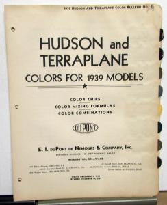 1939 Hudson & Terraplane Color Paint Chips Leaflets By DuPont