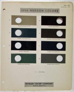 1939 Hudson Color Paint Chips by Ditzler Color Company
