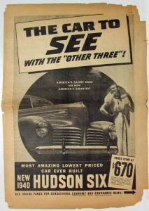 1940 Hudson Six Newspaper Sales Insert