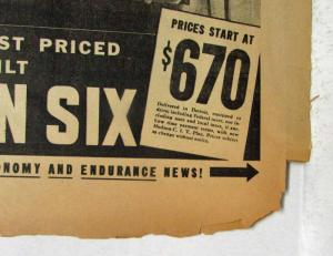 1940 Hudson Six Newspaper Sales Insert