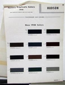 1948 Hudson Color Paint Chips Leaflet