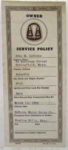 1950 Hudson Owner Service Policy