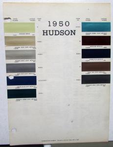 1950 Hudson Color Paint Chips Leaflet