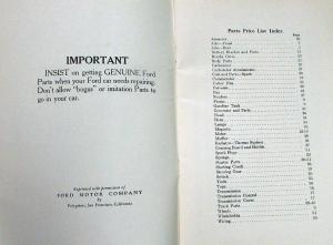 1909 Thru 1921 Ford Model T Illustrated Parts & Accessories List Reproduction