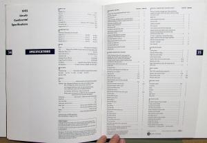 1992 Lincoln Continental Sales Brochure & Specifications Oversized