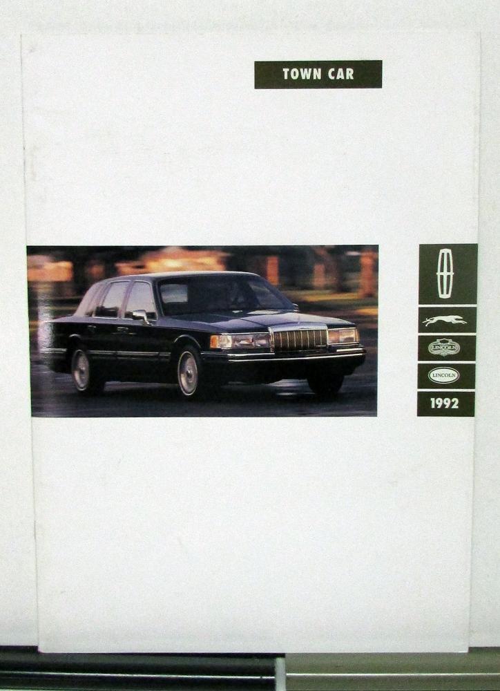 1992 Lincoln Town Car Sales Brochure & Specifications Oversized