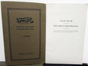 1909 Thru 1920 Ford Model T Price List Parts Illustrated Dated Dec 15 1920 Orig