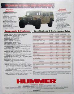 1992 Hummer Meet an American Legend Color Sales Brochure