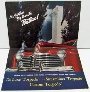 1941 Pontiac Original Sales Brochure Folder Torpedo Six Eight Coupe Woody Sedan