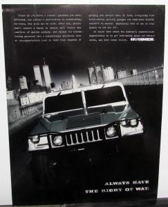 1997 Hummer Always Have the Right of Way Sales Data Sheet