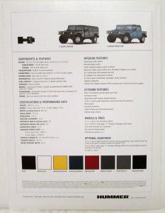 2002 Hummer H1 Sales Brochure Folder Poster