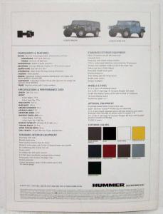 2003 Hummer H1 Sales Brochure Folder Poster