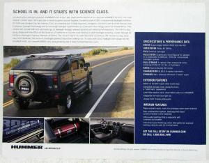 2004 Hummer H2H Experimental Hydrogen Powered Sales Data Sheet