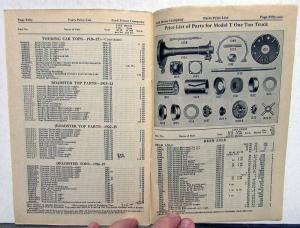 1928 Ford Model T Price List of Parts Orig Effect  Aug 5 1928 For 1909 To 1927