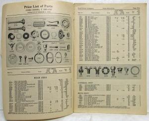 1930 Ford Model T Price List of Parts Orig Effect March 1 1930 For 1909 To1927