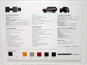 2006 Hummer All New H3 Like Nothing Else Sales Data Sheet