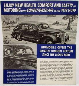 1938 Hupmobile Evanair Conditioner Heats & Ventilates Sales Folder Brochure Orig