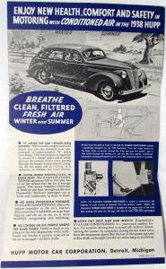 1938 Hupmobile Evanair Conditioner Heats & Ventilates Sales Folder Brochure Orig