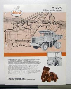 1966 Mack Truck Model M 20X Sales Brochure & Specification Sheet