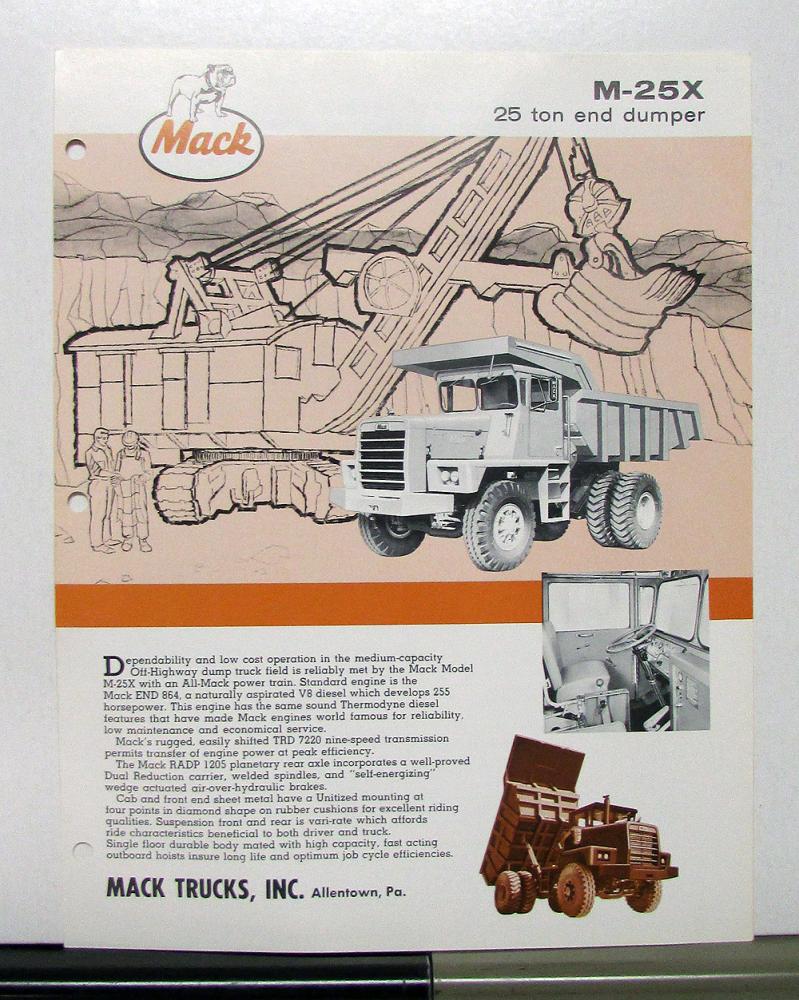 1966 Mack Truck Model M 25X Sales Brochure & Specification Sheet