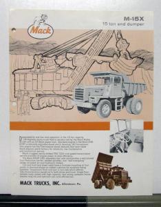 1966 Mack Truck Model M 15X Sales Brochure & Specification Sheet
