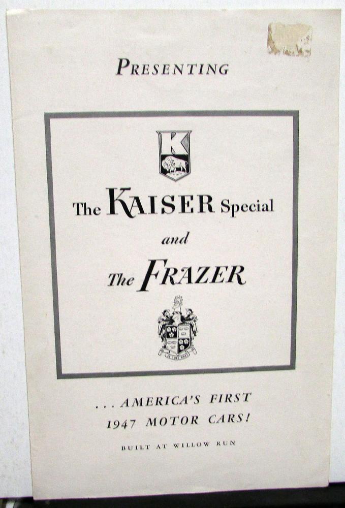 1947 Kaiser Special Frazer Americas First Motor Cars Sales Brochure Folder Orig
