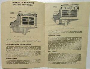 1947 Kaiser Frazer Custom Radio With Foot Control Owners Manual Original