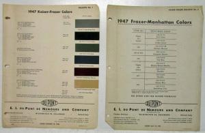 1947 Kaiser Frazer Dupont Paint Chip Colors & Manhattan Formulas Bulletin No 1 2