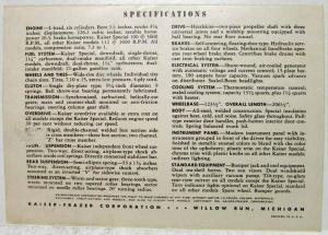 1949 Kaiser Special and Deluxe Sales Folder Brochure Specs Features Original