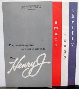 1951 Kaiser Frazer Henry J Tabbed Color Sales Brochure Folder Original