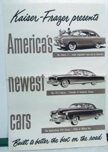 1951 Kaiser Deluxe Club Coupe Frazer Cars Henry J Sales Brochure Folder Original