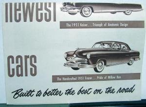 1951 Kaiser Deluxe Club Coupe Frazer Cars Henry J Sales Brochure Folder Original