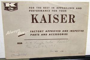 1951 Kaiser Complete Line of Accessories Sales Folder Mailer Brochure Original