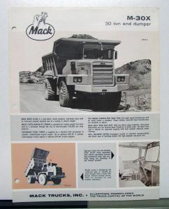 1968 Mack Truck Model M 30X Sales Brochure & Specification Sheet