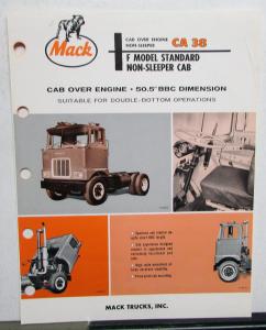 1968 Mack Truck Model CA 38 Sales Brochure & Specification Sheet