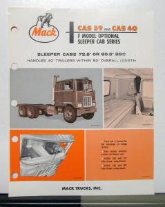 1968 Mack Truck Model CAS 39 40 Sales Brochure & Specification Sheet