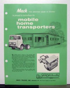 1969 Mack Truck Model MB 401T 487T Sales Brochure & Specification Sheet