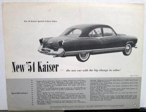 1954 Kaiser Special 4 & 2 Door & Specifications Sales Brochure Folder Original