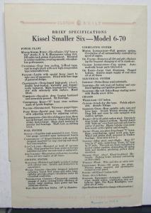 1928 Kissel Six Model 6 70 Four Door Brougham Sedan Sales Folder Original