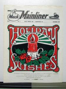 1972 Mack Truck Mainliner News Magazine December Edition