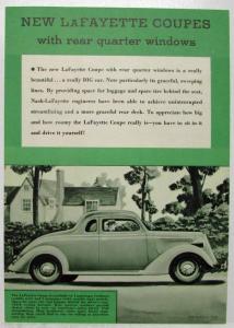 1936 Nash LaFayette Sport Cabriolet and Coupe Sales Sheet Supplement