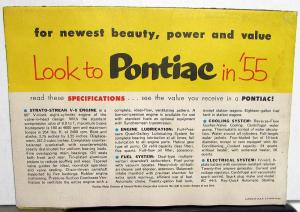 1955 Pontiac Strato Streak V8 Engine Color Sales Folder Original