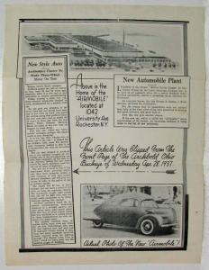 1937 Lewis Airmobile 3 Wheel Car Article Reprint from Machine Design July 1937